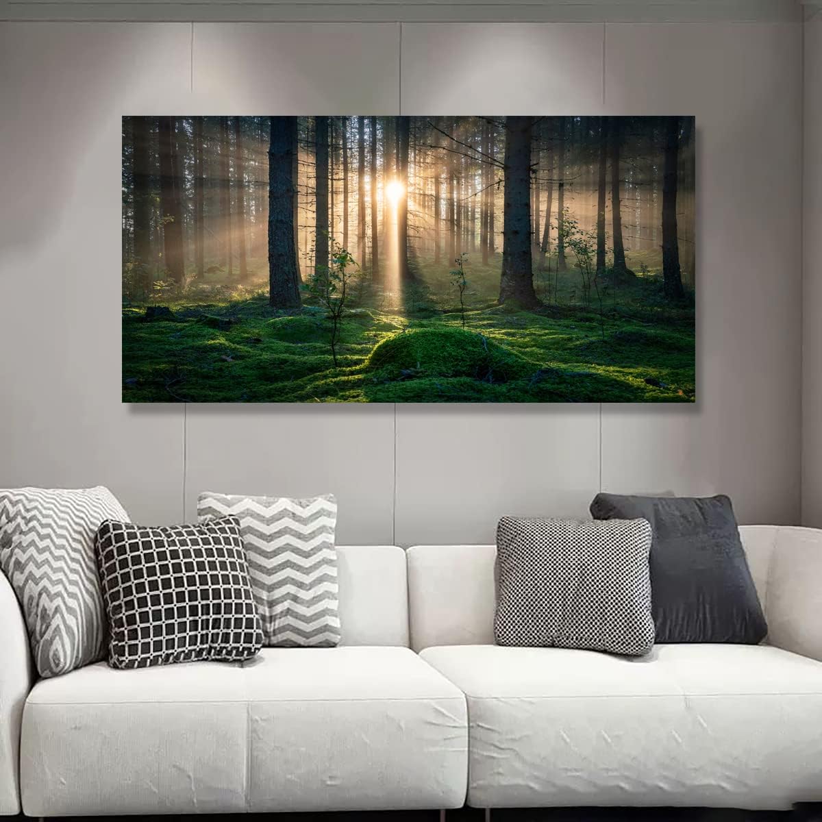 Sunrise Landscape Canvas Wall Art - 20x40 Inches - Tree and Forest Picture Artwork for Living Room and Bedroom Wall Decoration - Nature Painting Prints for a Serene Atmosphere