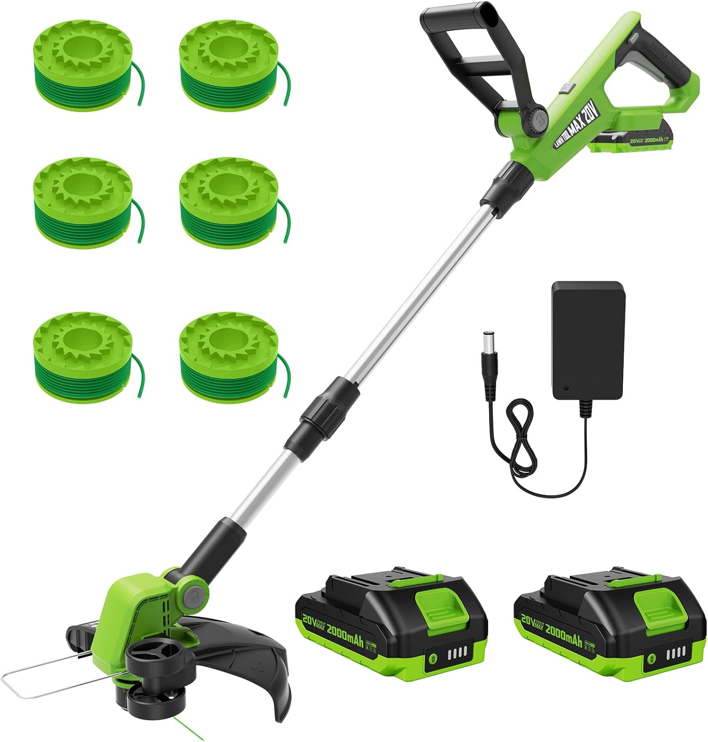 VARSK 12-Inch 20V Cordless Weed Wacker - 2-in-1 String Trimmer & Edger with Batteries & Charger