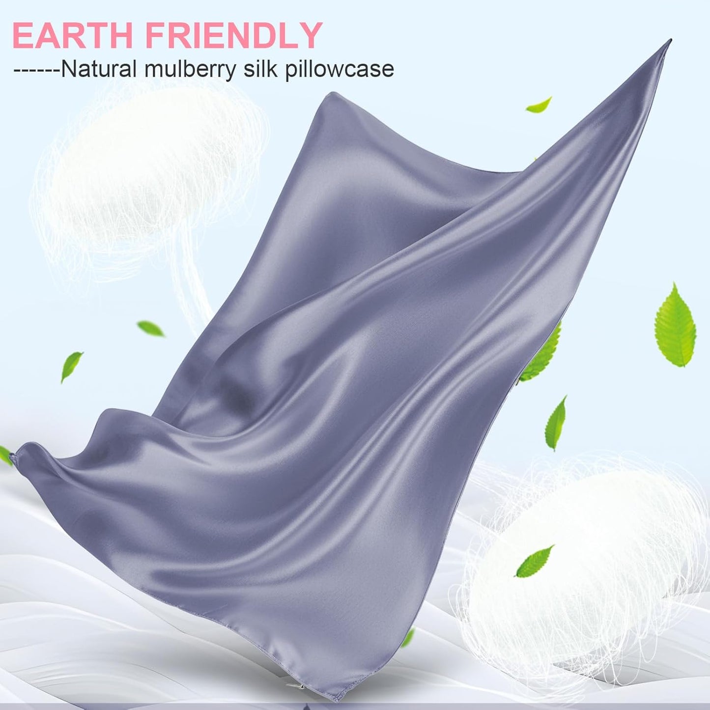 Skiennix Mulberry Silk Pillowcase - King Size, Hidden Zipper, Breathable & Cooling - Grayish Blue
