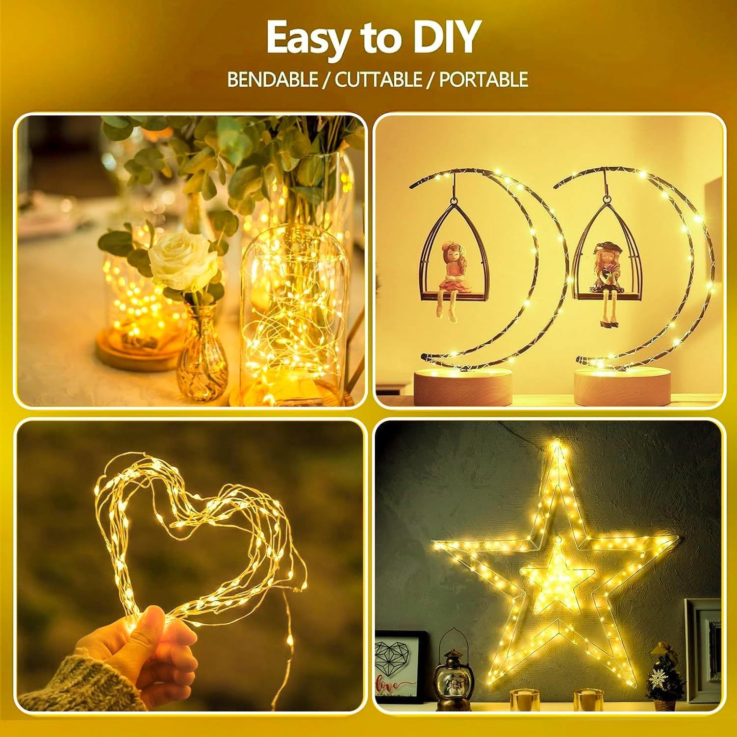 Skiennix Fairy Lights - 50 LED Waterproof String Lights with Timer | 16FT Warm White Indoor/Outdoor Decor