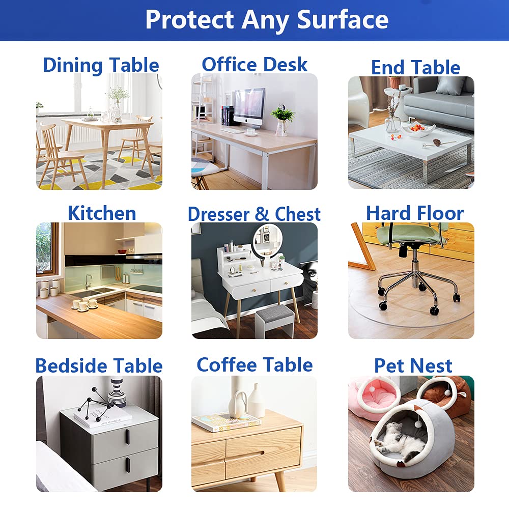 SPLENDEFUL PVC Clear Table Protector - Multisize Thick Transparent Plastic Desk Cover, Rectangular Night Stand, Office & Computer Desk, Sofa Child Table, Small Desk Protector 12x24 in.