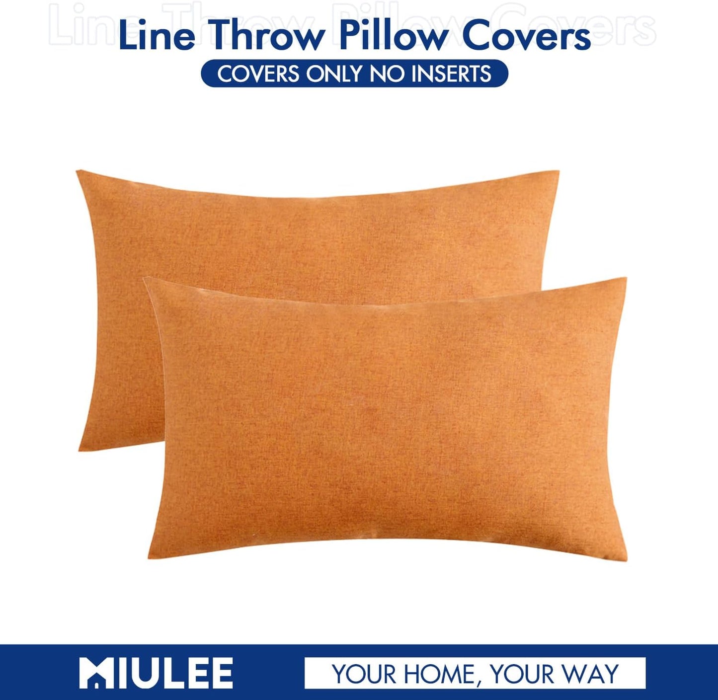 MIULEE Decorative Outdoor Throw Pillow Covers - Waterproof Faux Linen Cushion Cases | 20x12 Inch, Brown (Pack of 2)