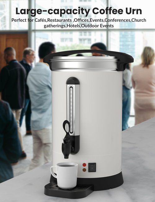 GarveeHome 120 Cups Coffee Urn,18 L/4.8 gal Double Wall Commerical Coffee Maker for Buffet Catering Wedding Gathering,Large Capacity Hot Coffee Dispenser,Stainless Steel Hot Water Urn
