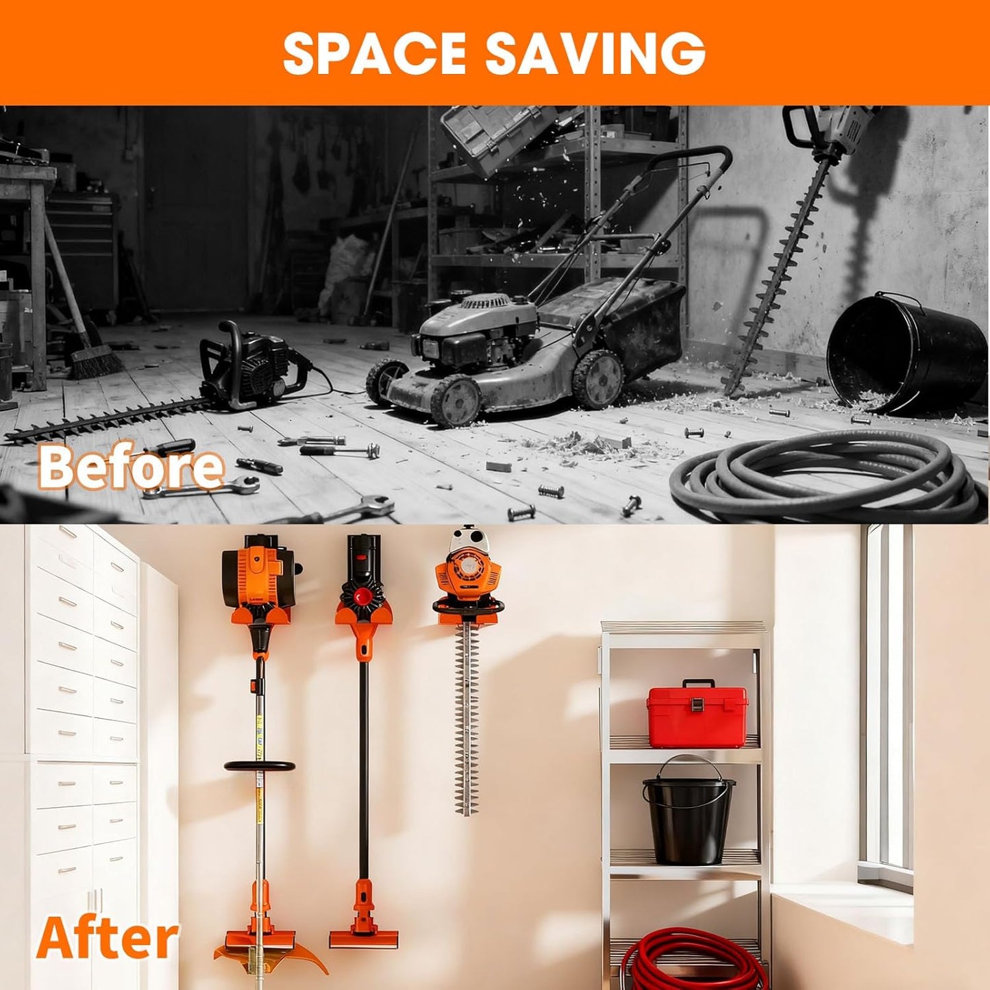 Weed Eater Wall Mount Trimmer Rack - Garage Organizer for Power Tools | 1 Pack Storage Solution