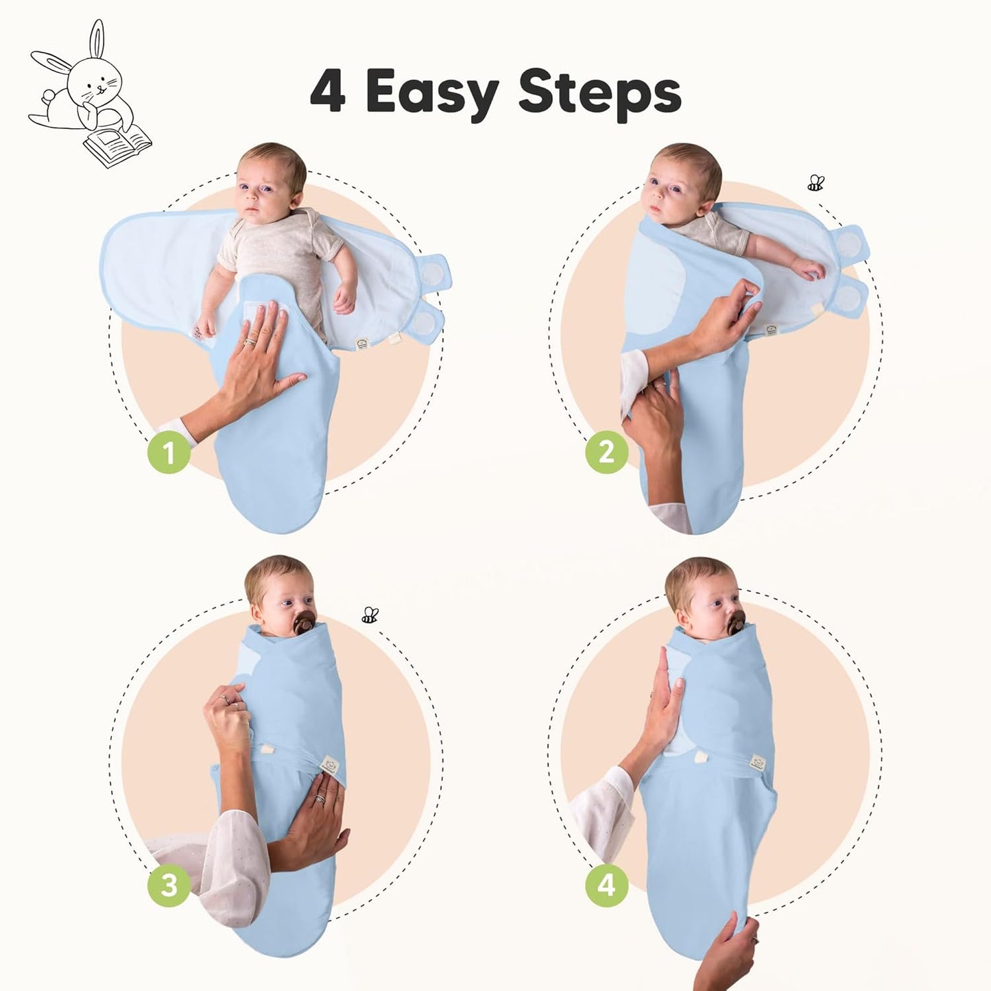 Skiennix Organic Baby Swaddle Sleep Sacks - Soft & Snug for Newborns 0-3 Months | ABC Land Cloud Design