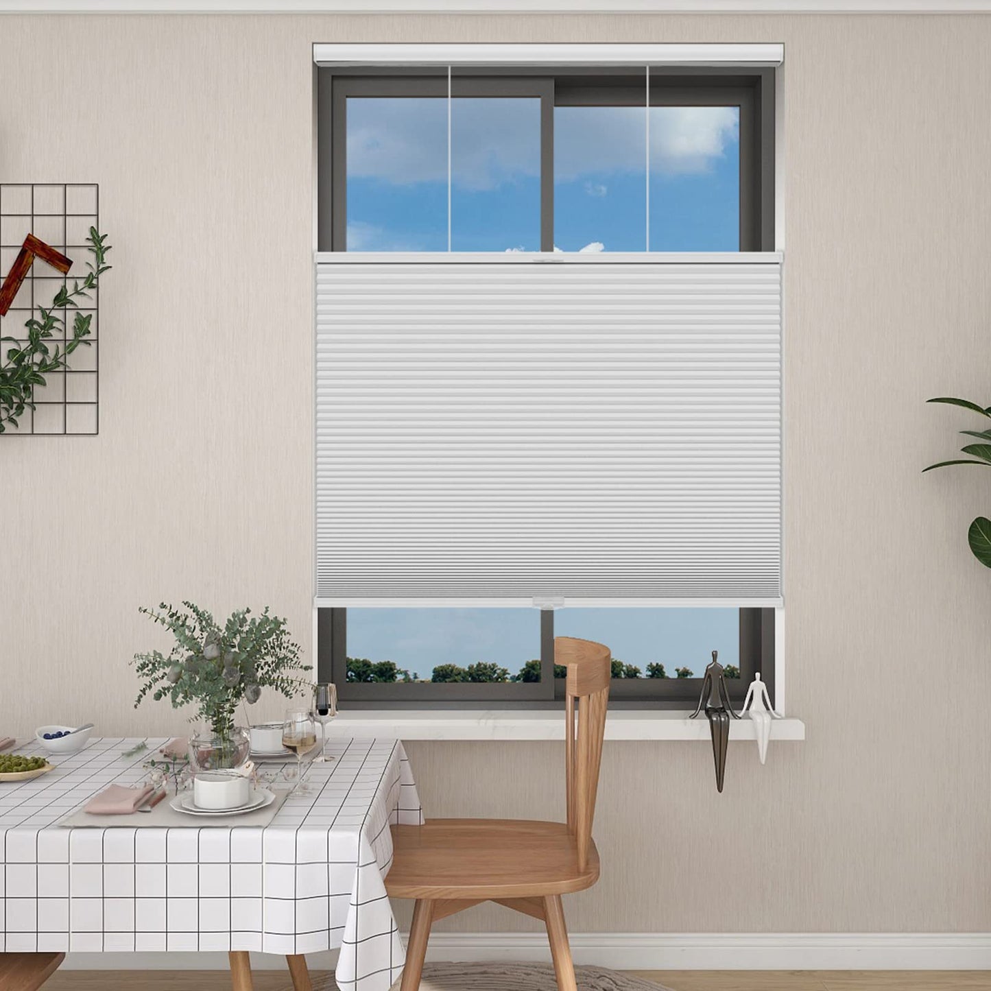 Changshade Top Down Bottom Up Shades,Blackout Cellular Shades Cordless,Top Down Bottom Up Cellular Shades,Honeycomb Blinds for Windows,Cellular Blinds Cordless,24Wide*50High,White
