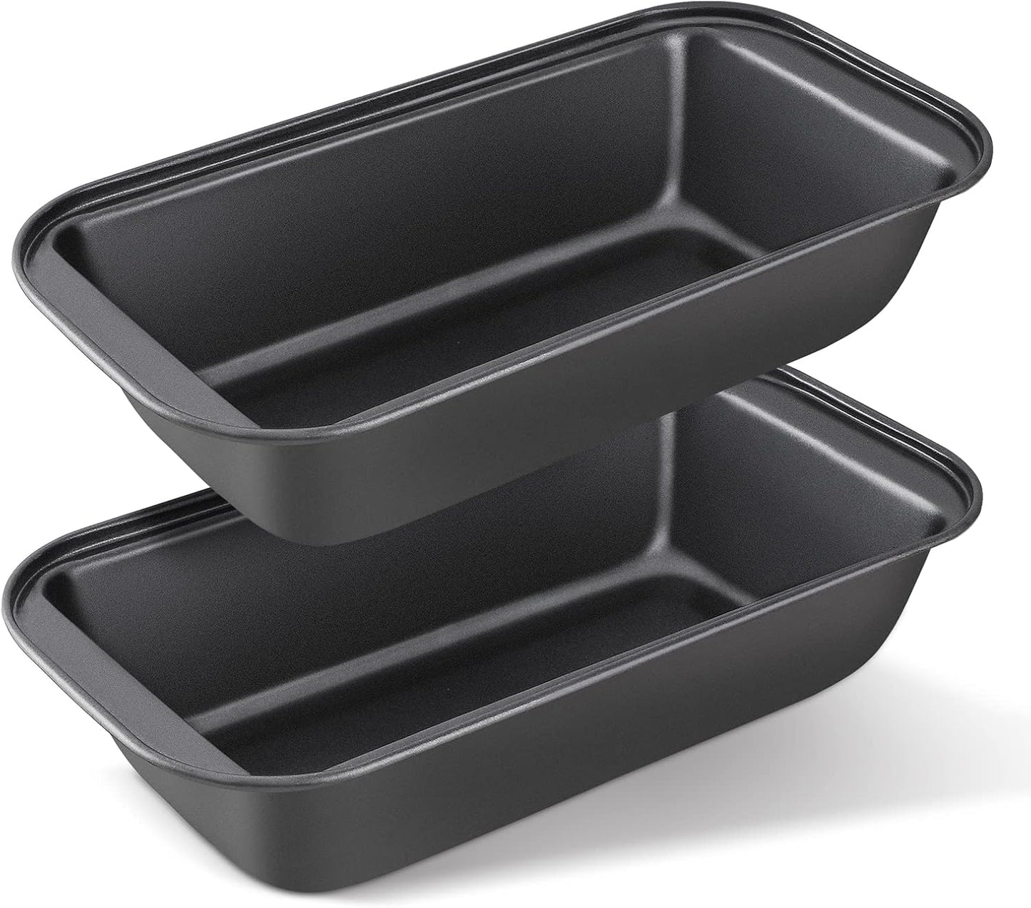 KITESSENSU Carbon Steel Nonstick Loaf Pan - Easy Grip Handles for Baking Bread & Cakes | Set of 2, Gray