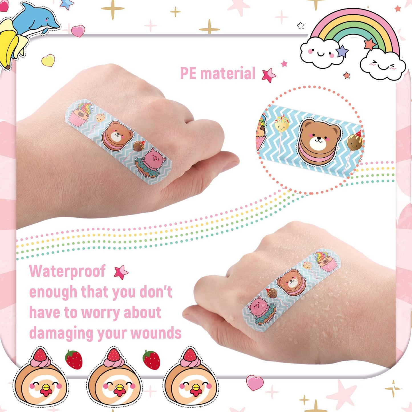 Kids Adhesive Bandages Bulk Cute Cartoon Bandages for Kids Waterproof Breathable Protect Scrapes and Cuts for Girls Boys Children Toddlers(120 Pieces)