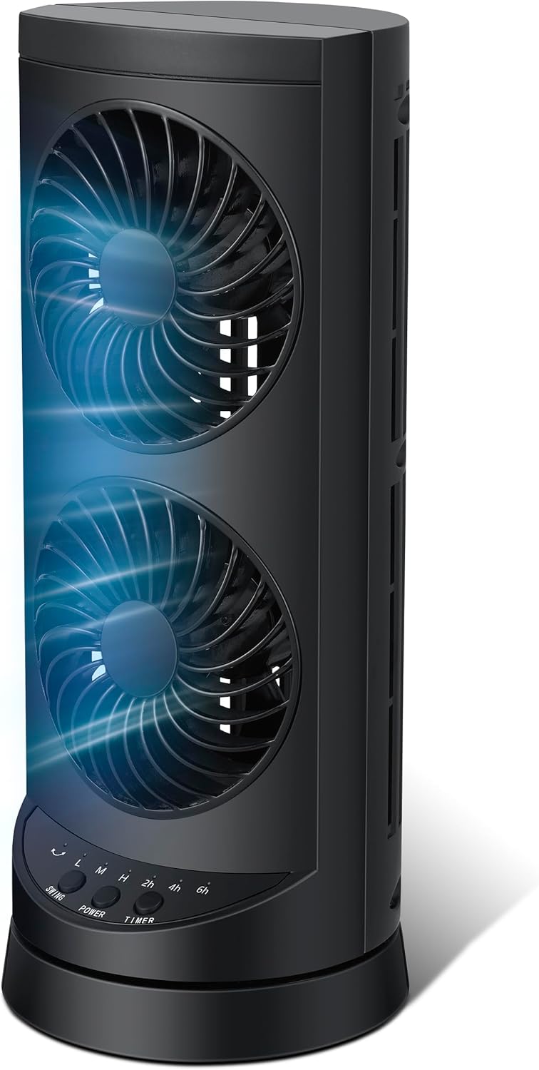 Skiennix Personal Tower Cooling Fan - Quiet 3-Speed Oscillating Desk Fan with Timer | Ideal for Home & Office
