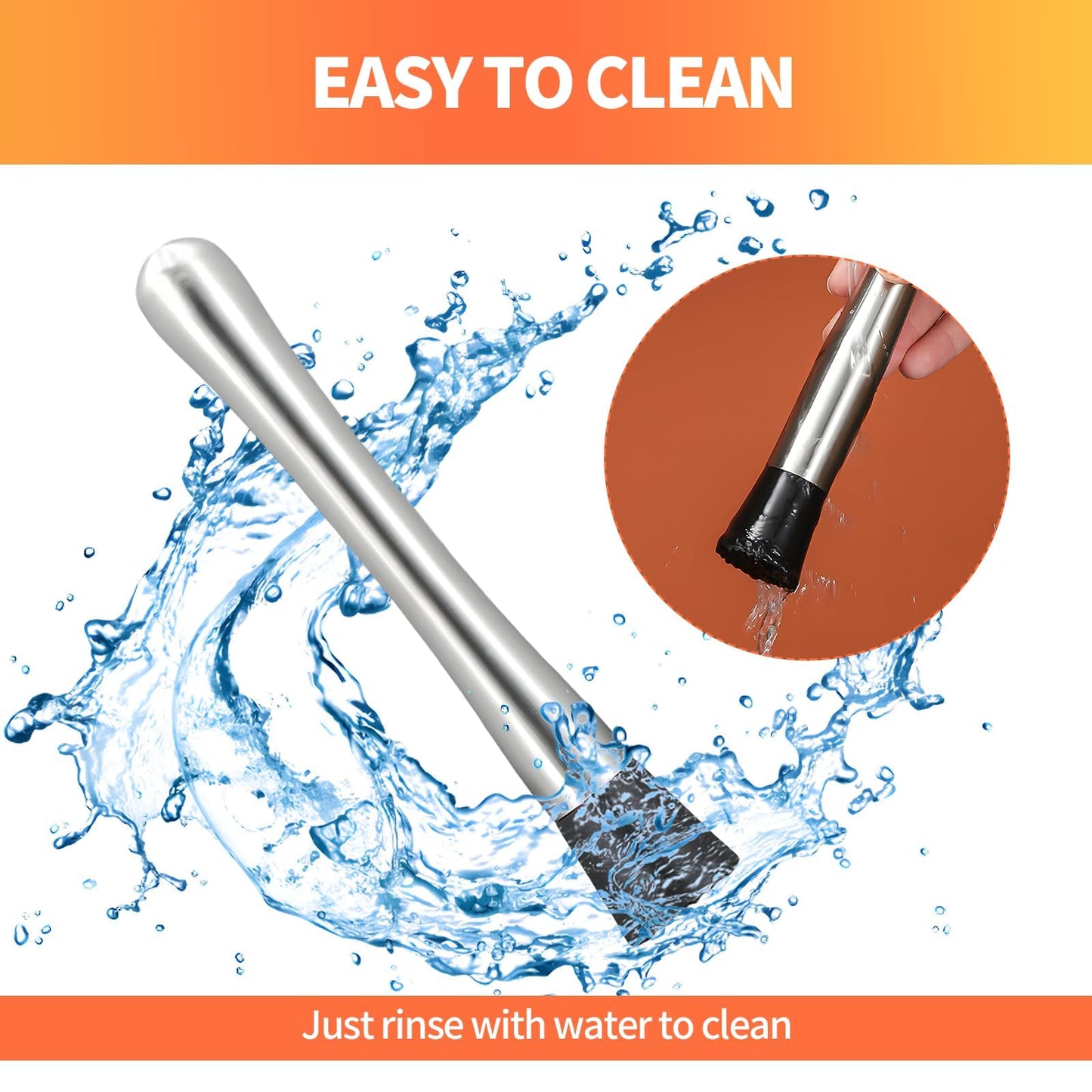 2 PCS Muddler for Cocktails,8" Stainless Steel Cocktail Muddler for Lemonade, Lemon Smasher Bartender Accessories, Crushes Ice,Fruits & Herbs, Bartender Tool for Home,Bar Use,Lemonade stand supplies