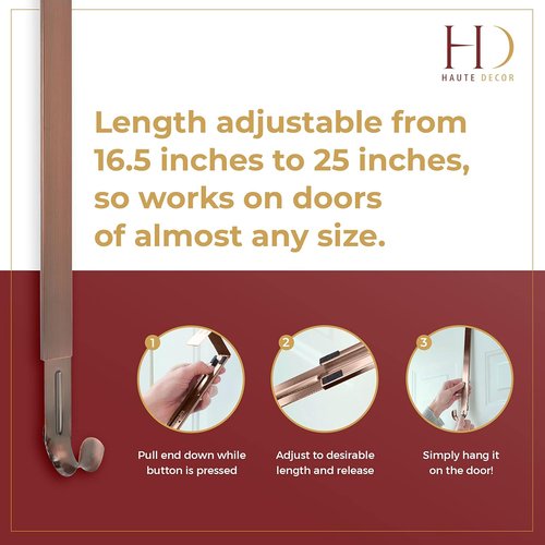 Haute Decor Adjustable Wreath Hanger - 20 Lb Capacity for Versatile Home Decor