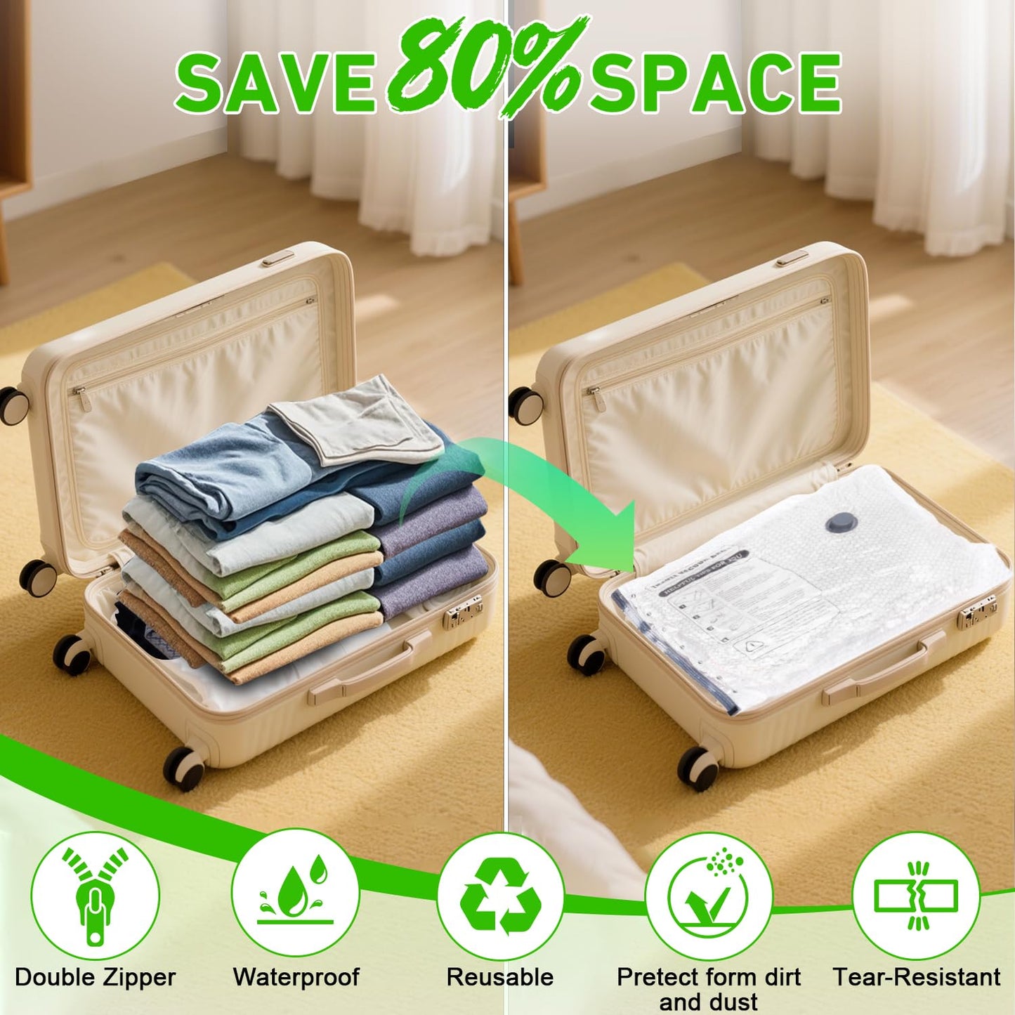 Aaronbird Vacuum Seal Bags for Clothing with Wireless Electric Pump - Travel & Home Use, 15 Pack Ideal Space Saver Vacuum Storage Bags, Ultimate Travel Vacuum Bags for Luggage