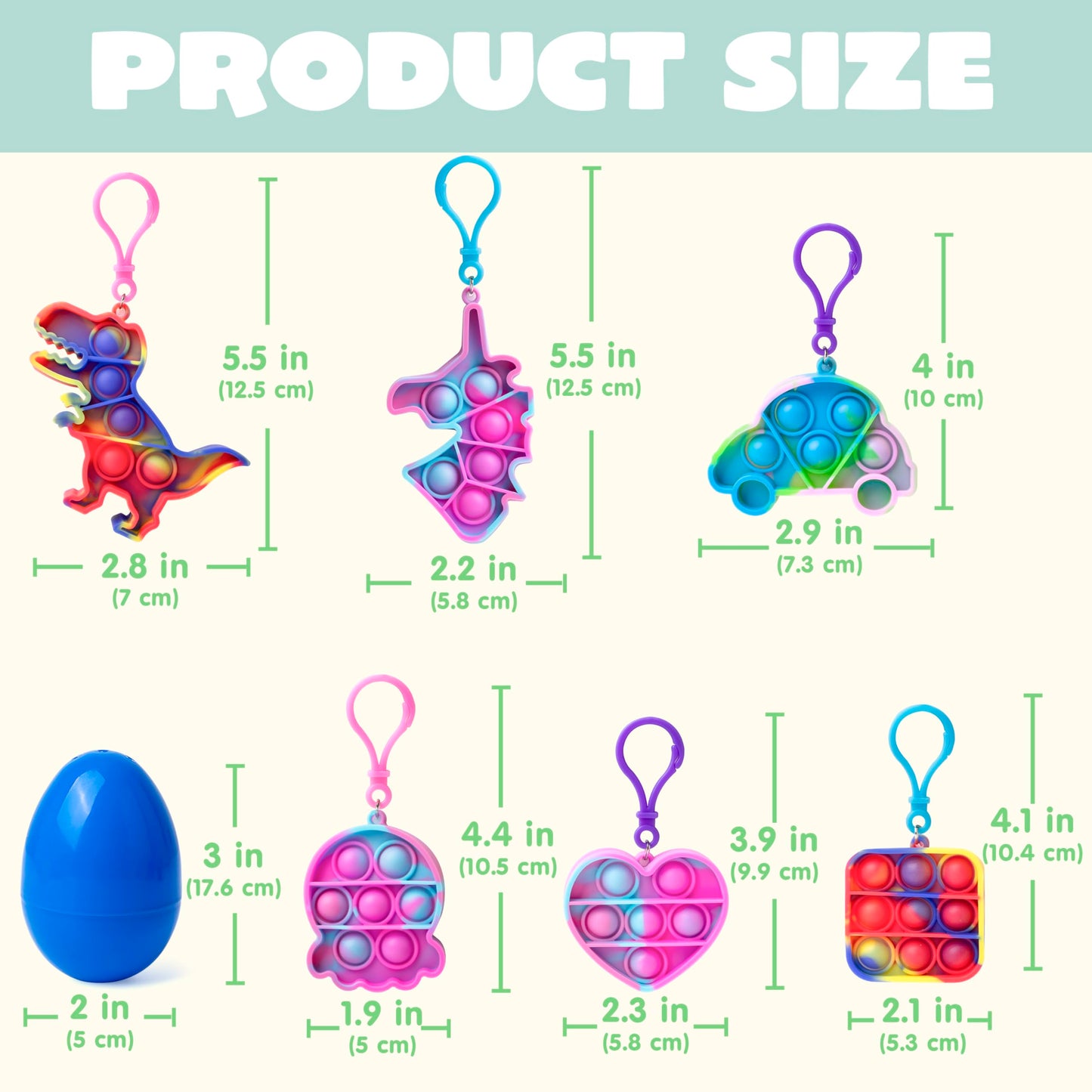JOYIN 24 Pcs Pre Filled Easter Eggs with pop Keychain Toys for Easter Theme Party Favor, Pop Fidget Stress Relief Squeeze Bubble for Eggs Hunt, Classroom Exchange and Game Prize Supplies