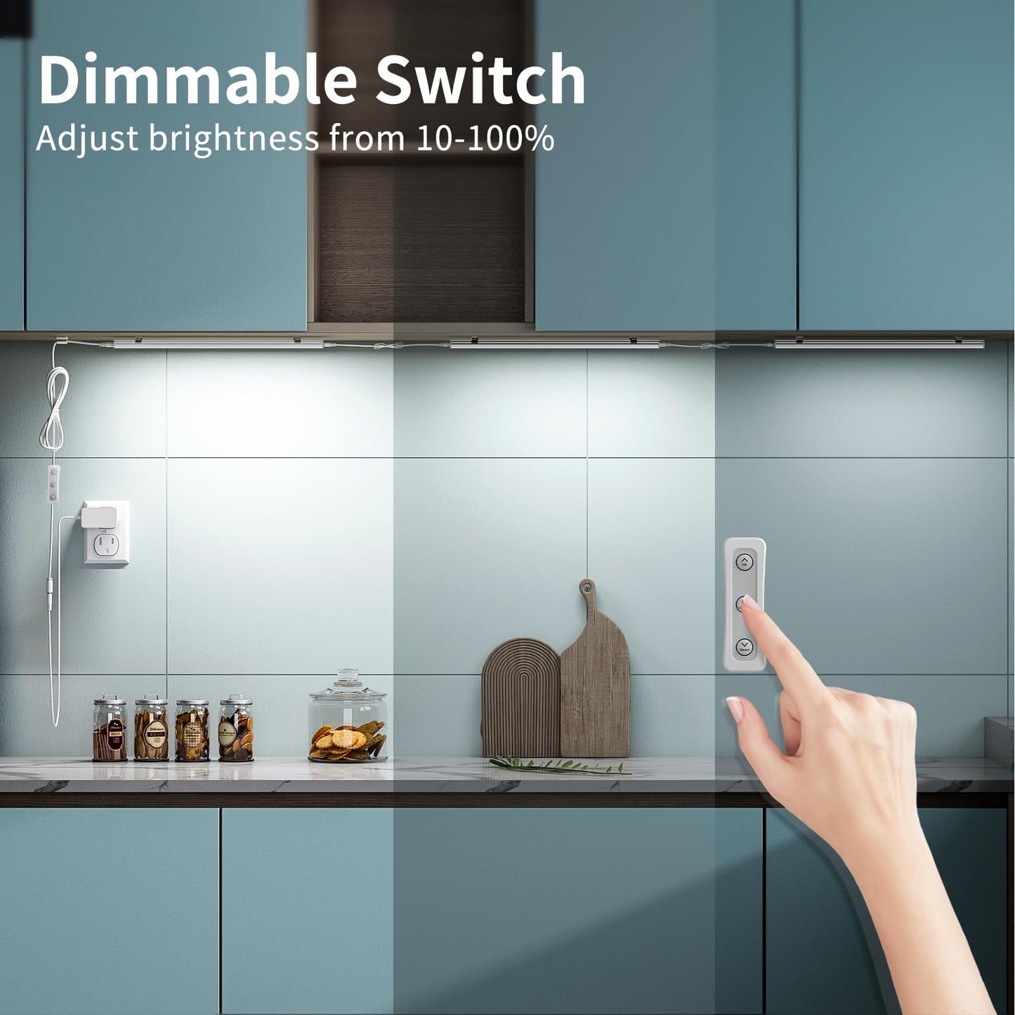 ASOKO Dimmable Under Cabinet Lighting for Kitchen - 6 Pcs 12 inches Linkable Counter Light Bars, Led Closet Light Daylight White 4500K,DC24V 1360Lumens,20W Led Shelf Lighting (ETL Plug)