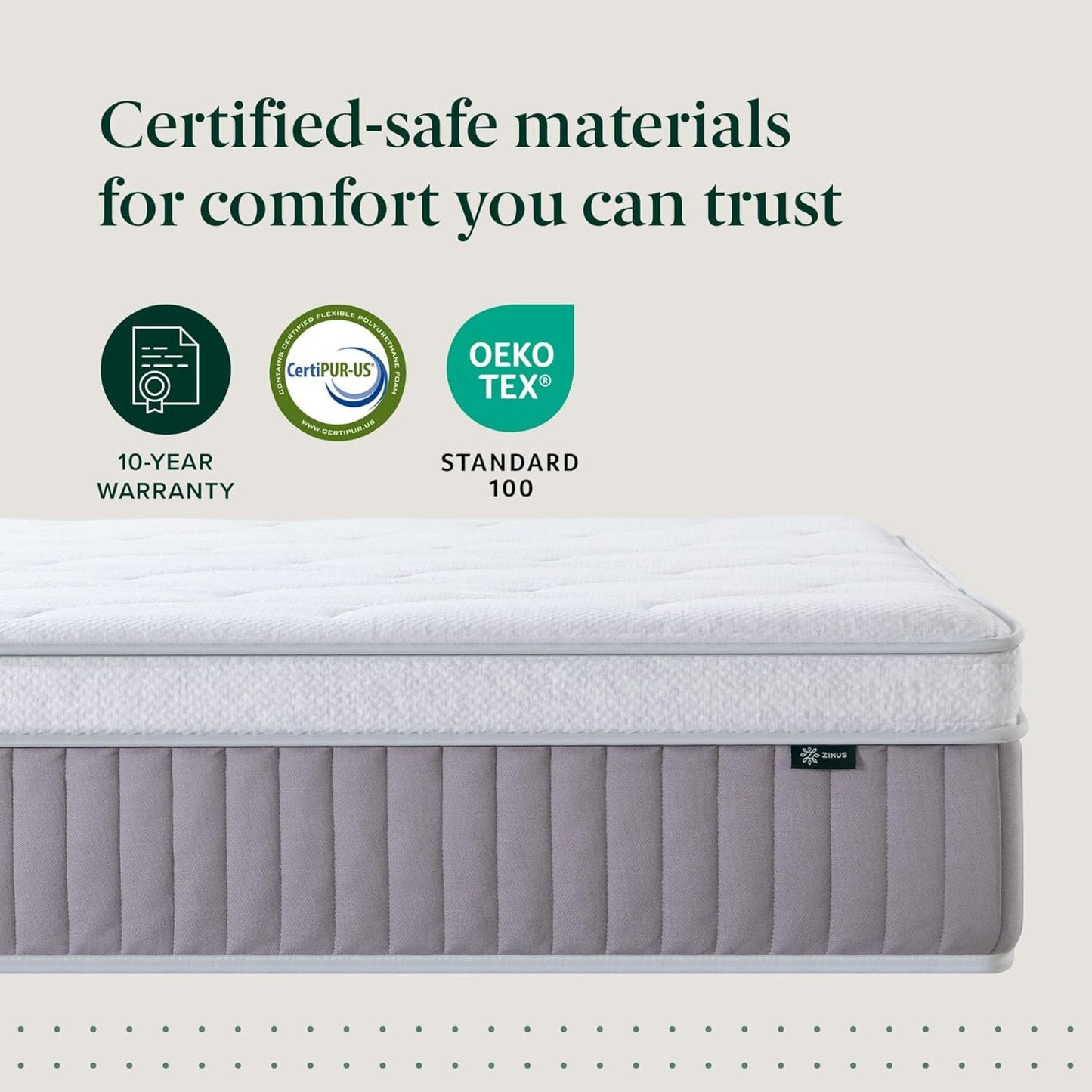 Zinus Cool Support Hybrid Mattress - 13 Inch Cooling Gel Memory Foam | Medium Firm, Queen Size, CertiPUR-US Certified