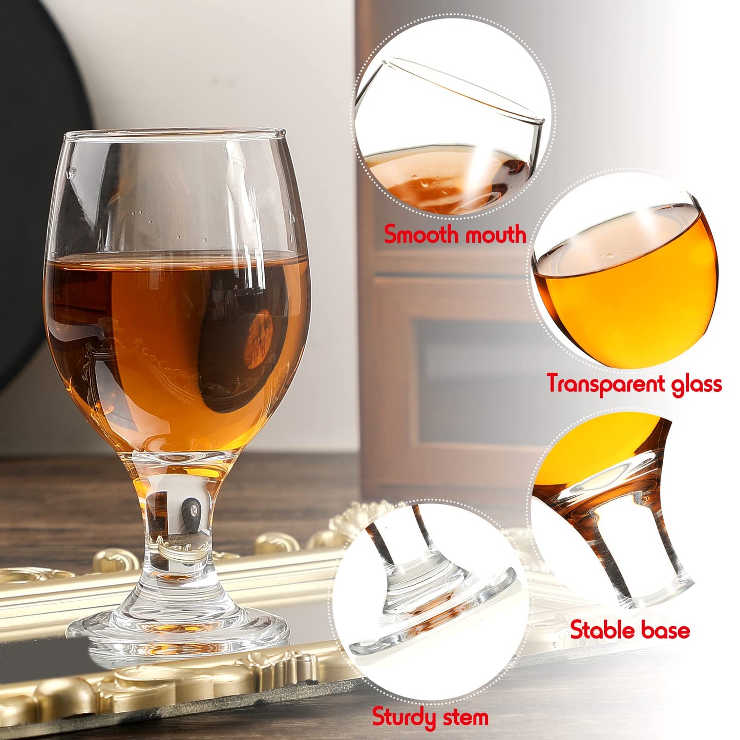Patelai Set of 24 Water Goblet, 13.5 oz Clear Drinking Glasses Bulk Dishwasher Safe, Stemmed Water Glass for Juice Wine Beer Tea Sangria Cold Beverages, Reusable Glassware for Home Party Restaurant