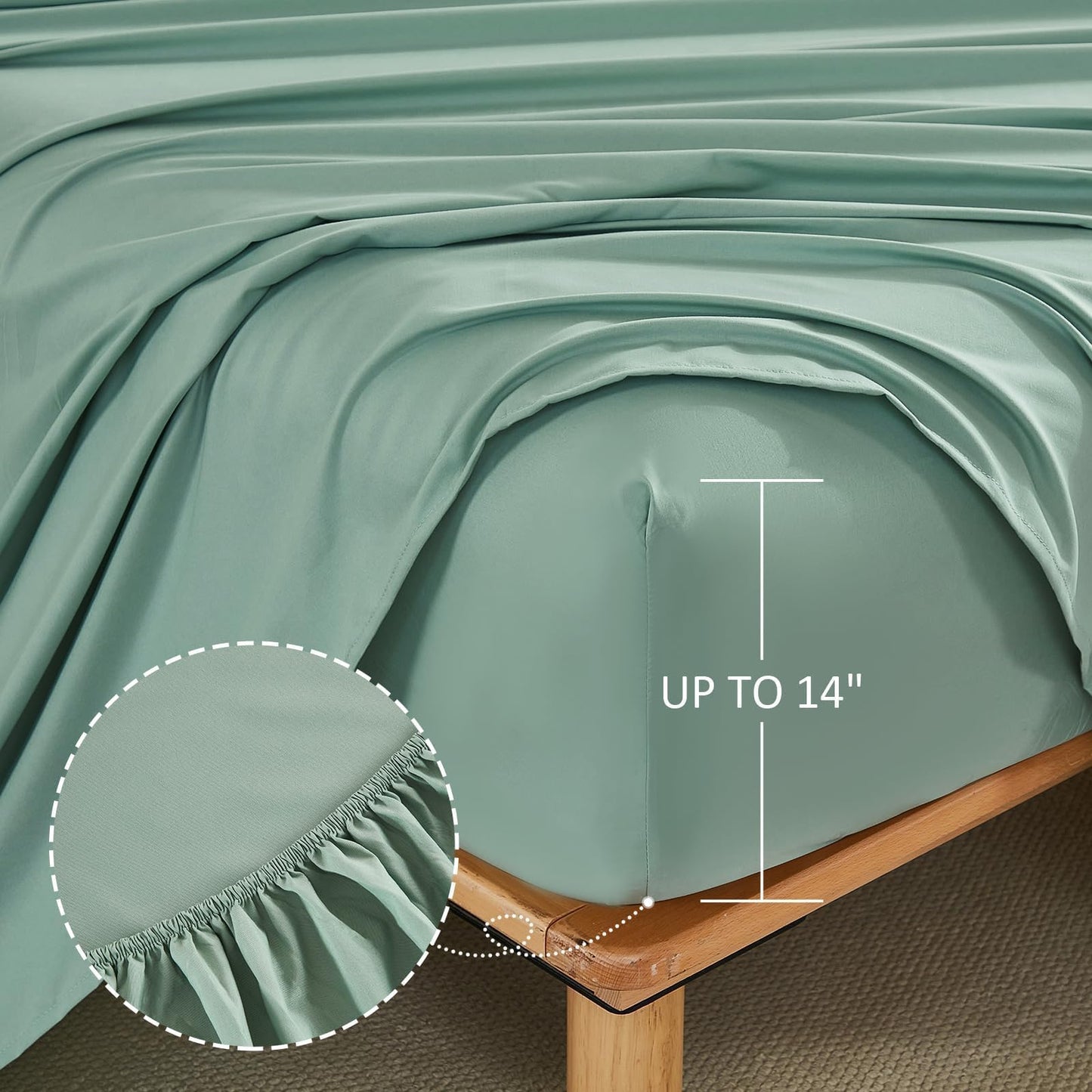 DJY Sage Green Comforter Set Queen Size Branch Botanical 7 Piece Bed in a Bag Green Floral Bedding Sets, Soft Microfiber Branches Leaves Pattern Reversible Comforter Set for All Season (90''x90'')