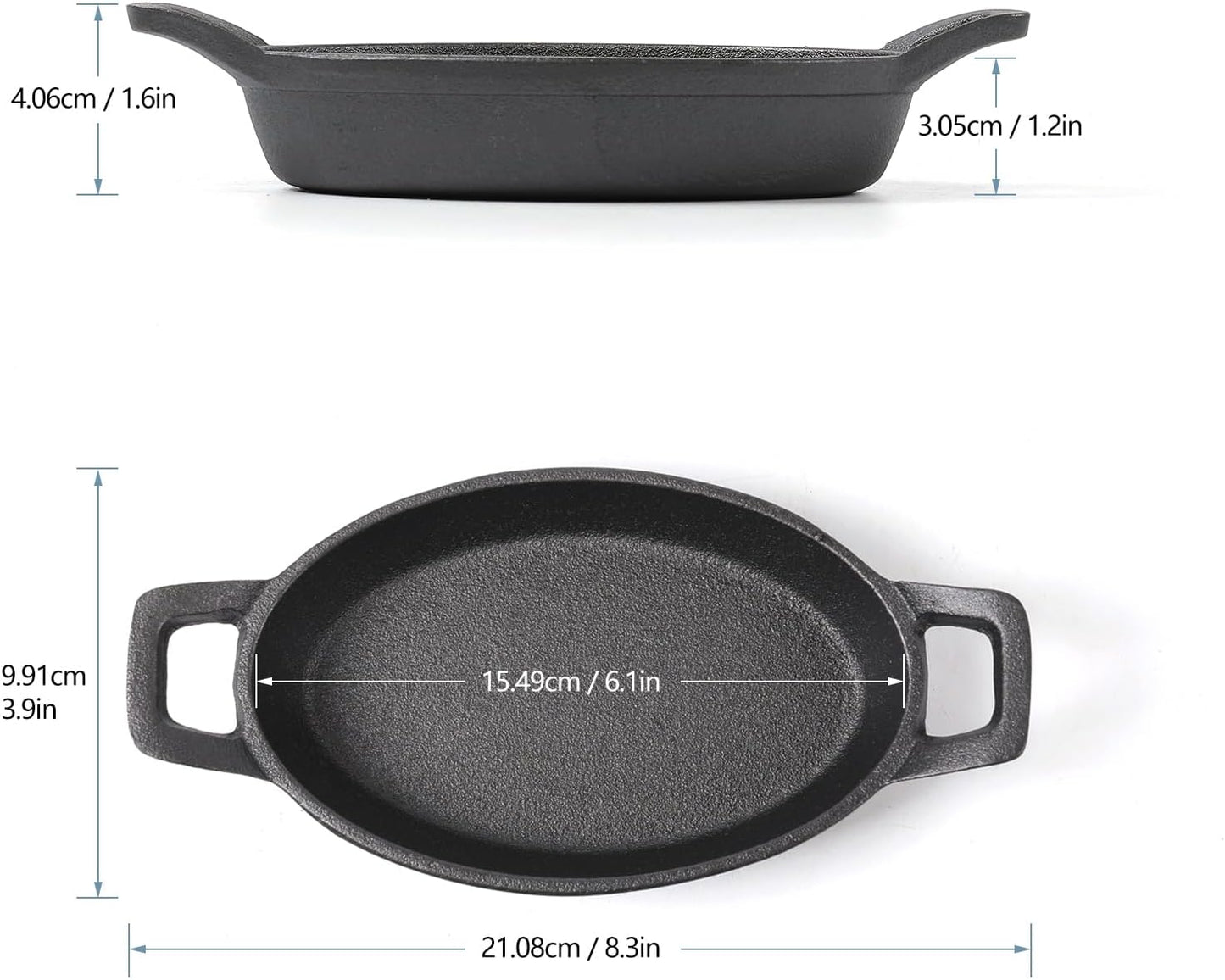 HAWOK Cast Iron Oval Serving Au Gratin Cookware Set of 4………