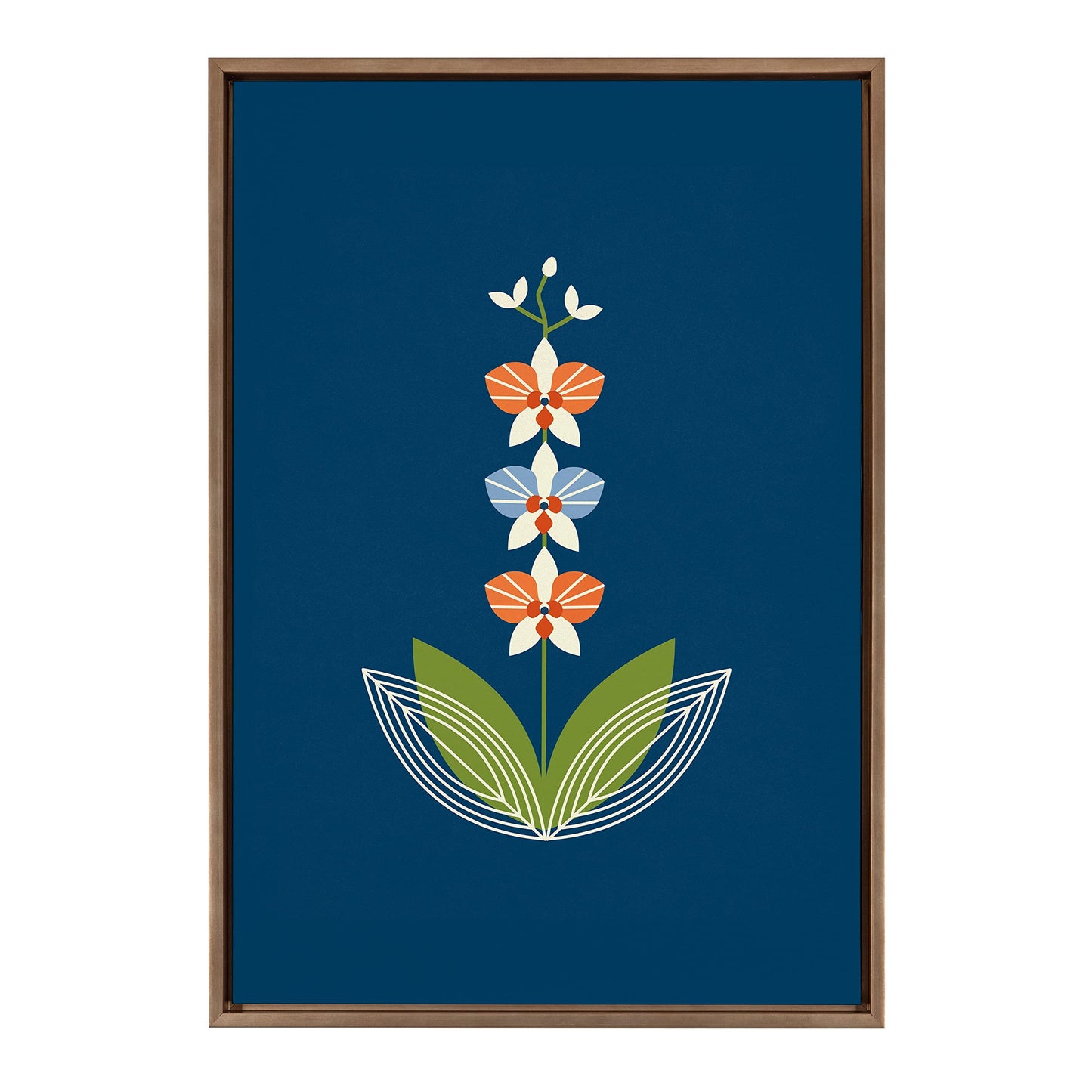 Kate and Laurel Sylvie Orchid Framed Canvas Wall Art by Amber Leaders Designs, 23x33 Gold, Colorful Floral Art for Wall