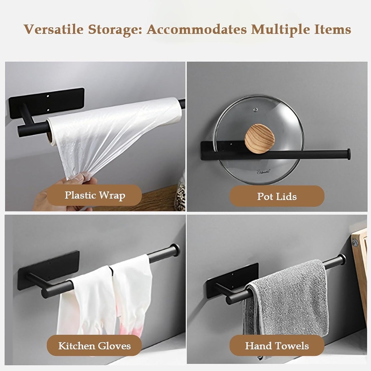 SEIDO Paper Towel Holder - Matte Black SUS 304 Stainless Steel Wall Mount | Adhesive or Screw Installation