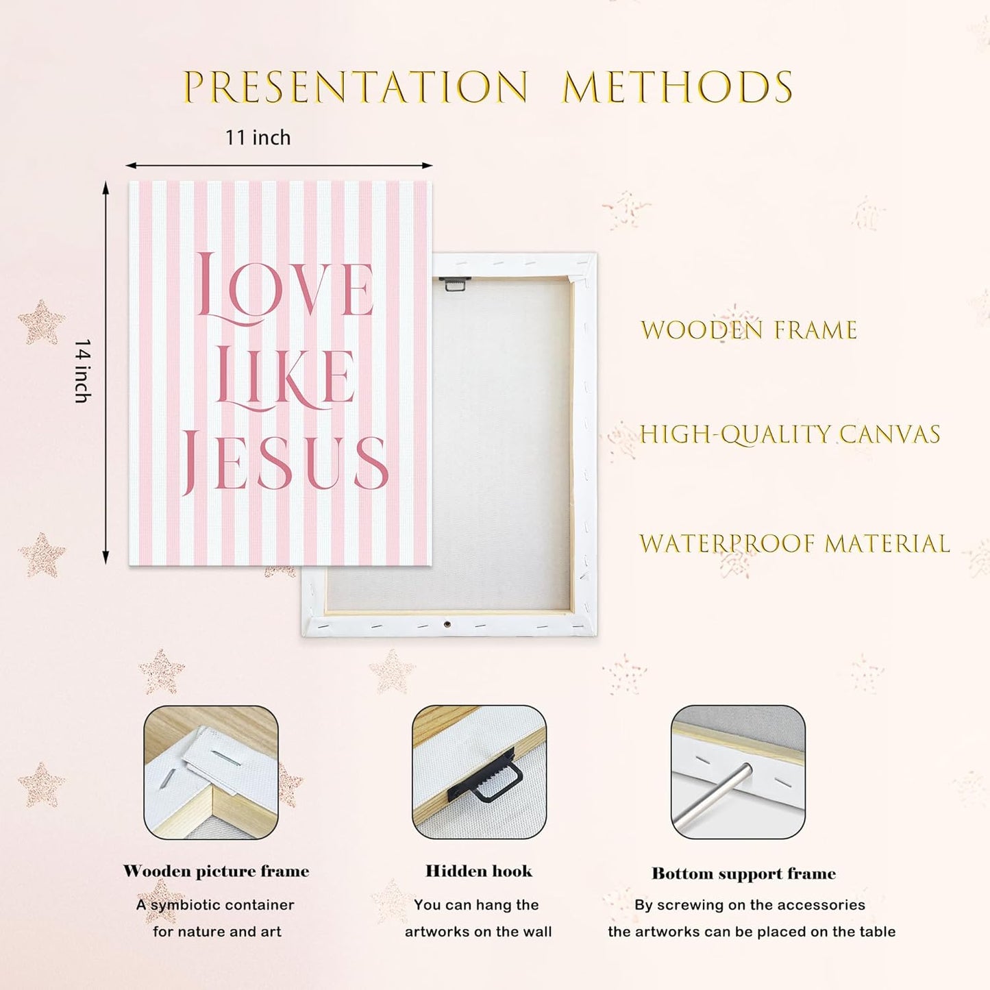 LARTSFRO Coquette Pink Bow Canvas Wall Art - Inspirational Bible Verses | Set of 4, 11x14 Inch for Teen Girls' Rooms