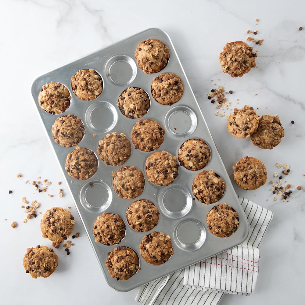 Nordic Ware Natural Aluminum Commercial Petite Muffin Pan, 24 Cup