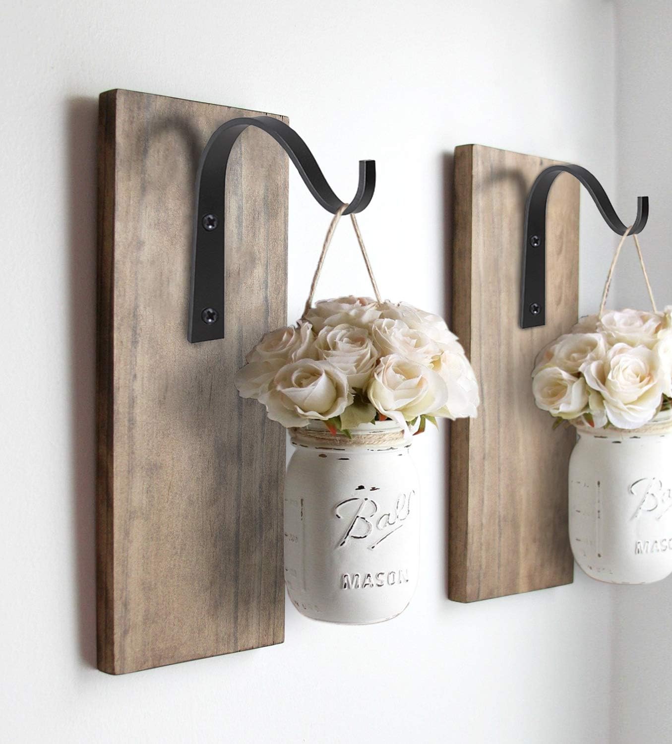 Mkono 4 Pack Iron Wall Hooks - Versatile Plant Hangers & Lantern Holders | Rustic 6 Inch Metal Brackets