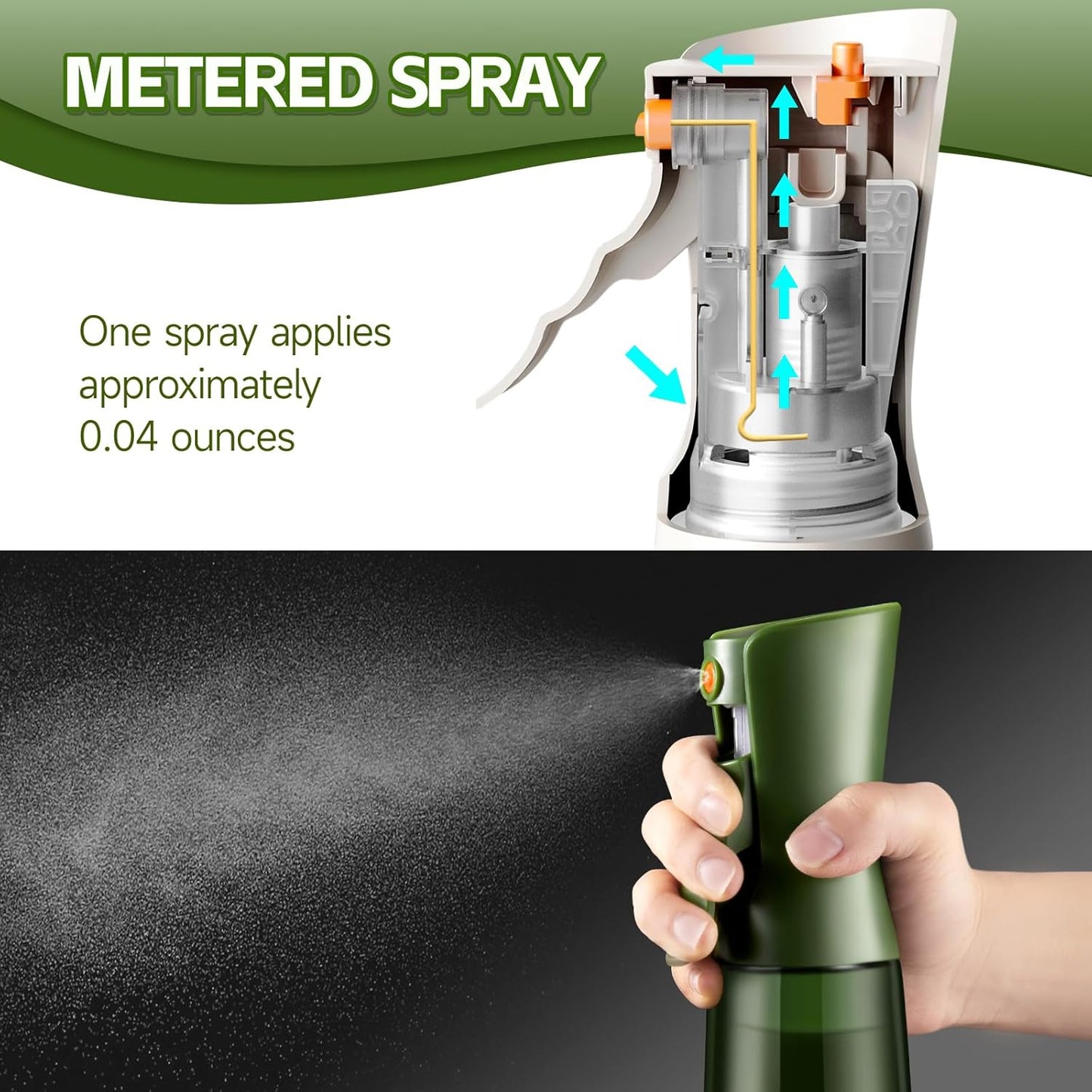 Skiennix Glass Olive Oil Sprayer - Continuous Cooking Spray with Portion Control | 200ml Green Bottle