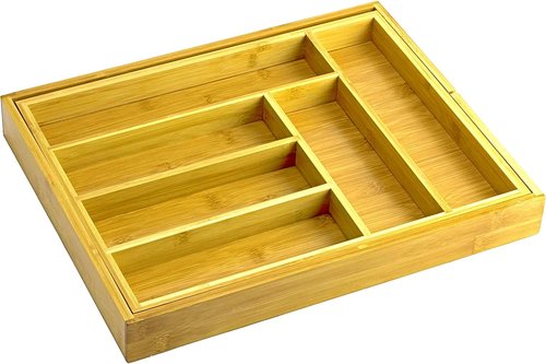 Home-it Expandable Cutlery Drawer - Utensil Organizer with Flatware Dividers | Adjustable Kitchen Holder