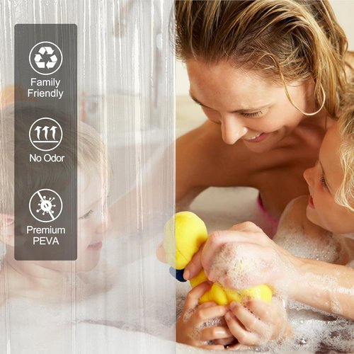 AmazerBath Clear Shower Curtain Liner - Waterproof PEVA with 3 Magnets & 12 Rustproof Grommets | 72x72 Inches