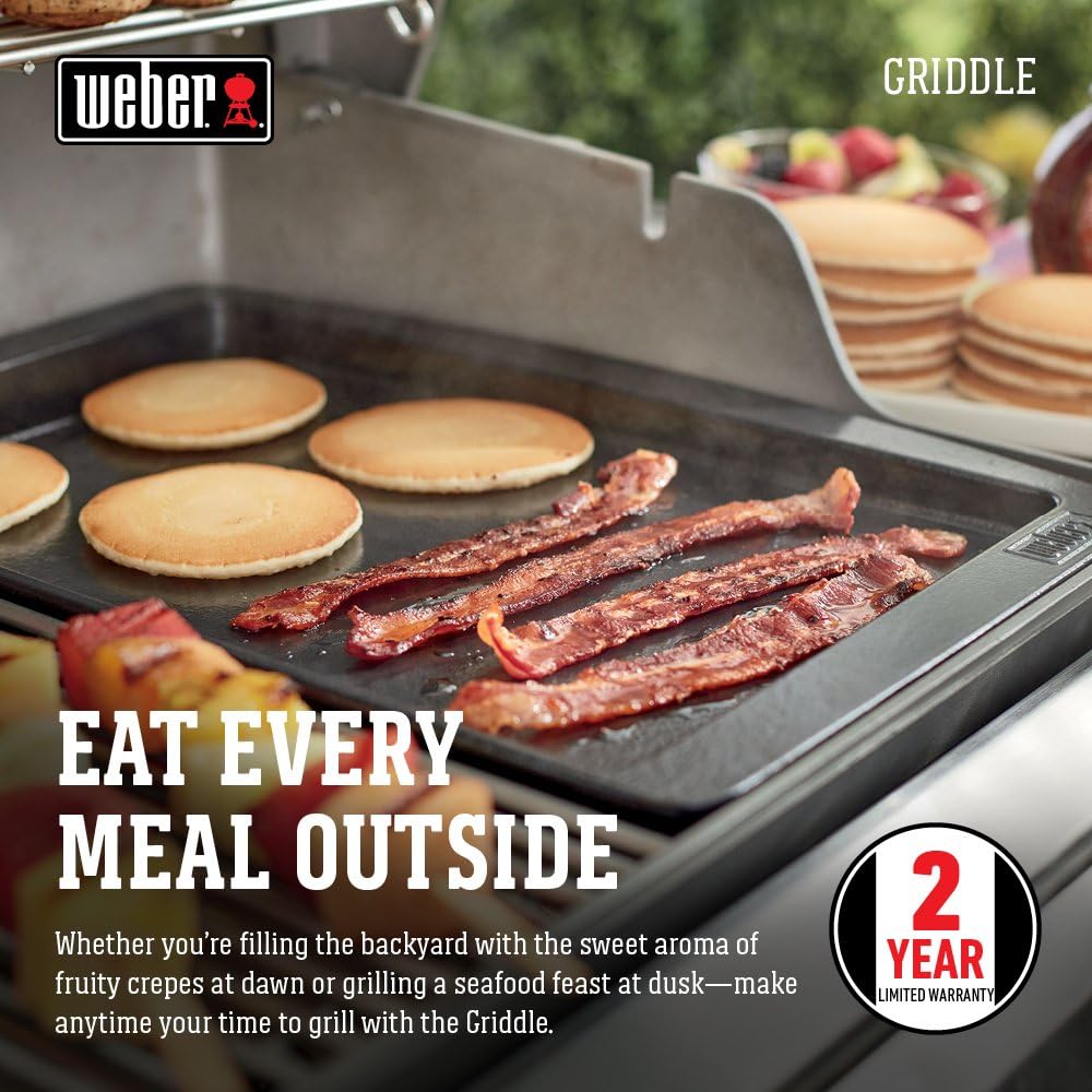 Weber Genesis II Griddle - Porcelain Enameled Cast Iron, Non-Stick, Superior Heat Retention | Fits 3-6 Burner Grills