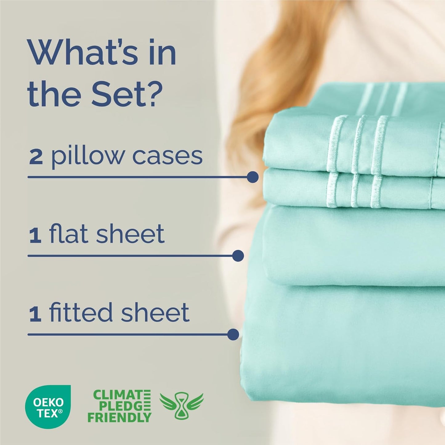 King Size 4 Piece Sheet Set - Ultra-Soft Cooling Bed Sheets | Hotel Luxury Bedding - Spa Blue