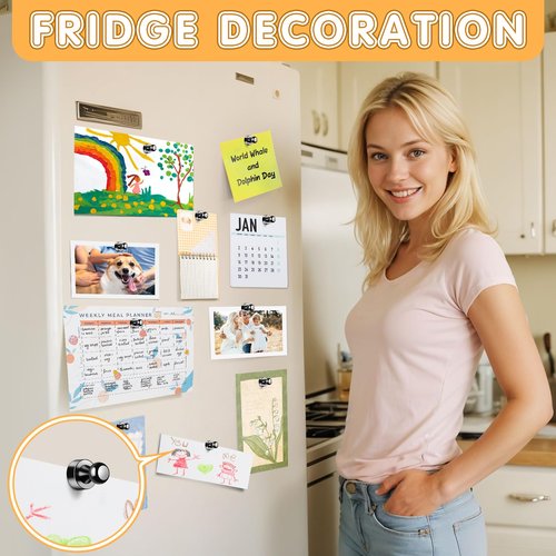 12 PCS Fridge Magnets Refrigerator Magnets Small Strong Magnets Whiteboard Magnets, Magnets for Fridge, Locker, Kitchen Decor and Accessories, Office, Classroom Organization