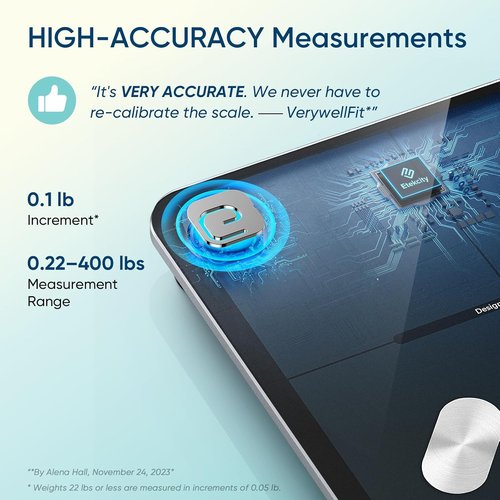 Etekcity Smart Scale - Accurate Bluetooth Body Weight & Health Monitor | BMI, Body Fat, Muscle Mass, LED Display