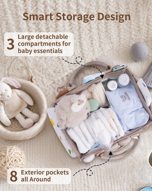 CEI-CEI Baby Diaper Caddy Organizer - Large Portable Nursery Storage Basket for Newborn Essentials