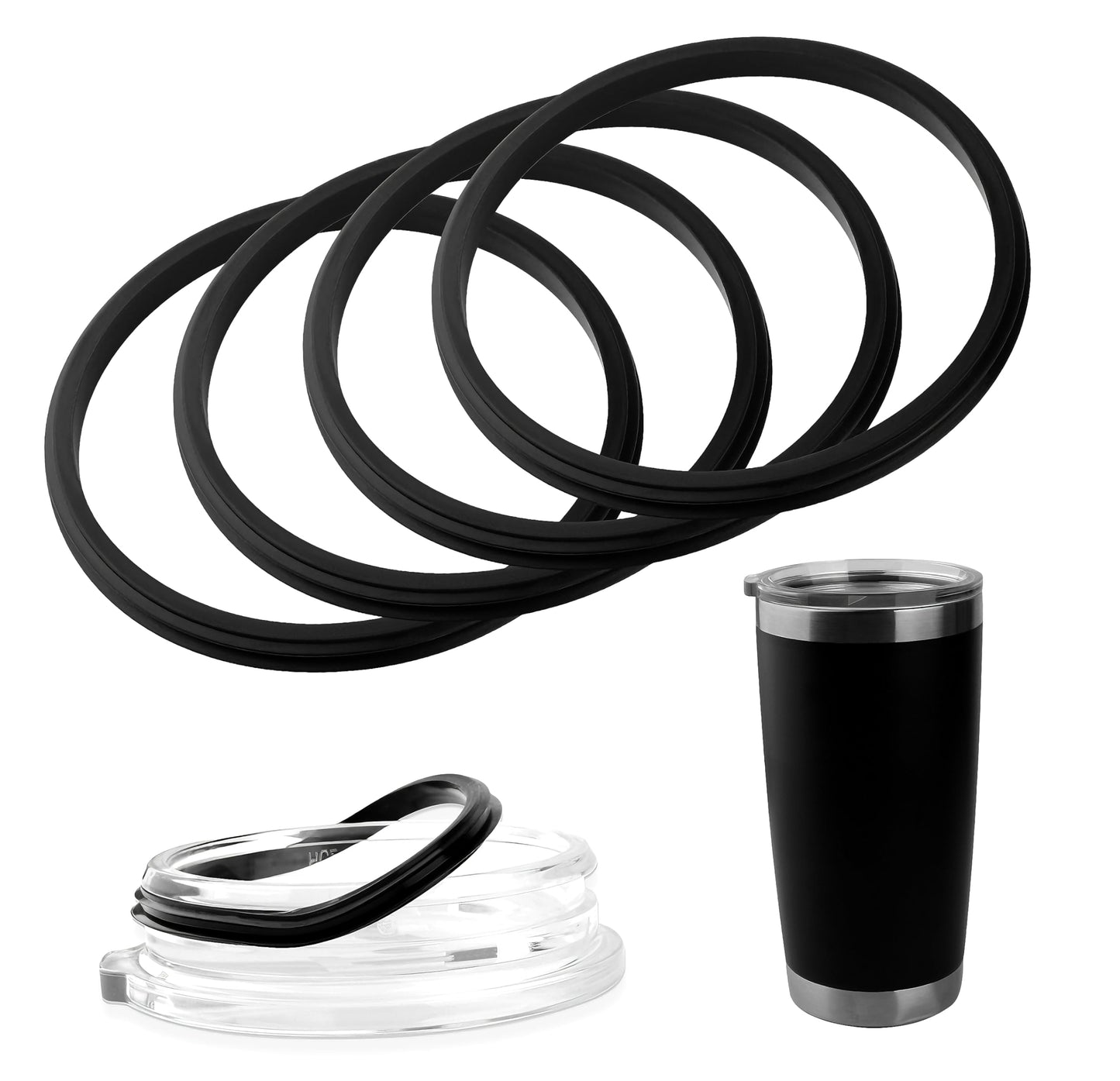 Rubber Seal Replacement Compatible with Yeti 20 Oz Tumbler Lid, O Ring Gasket For 20 Oz Yeti Rambler Straw Lid-4 Pack Replacement Silicone Seal Parts