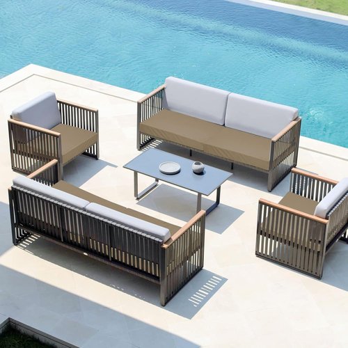 Easy-Going Waterproof Patio Cushion Covers - 24x24x4 Inch Non-Slip Replacement Slipcovers | 4 Pack in Camel