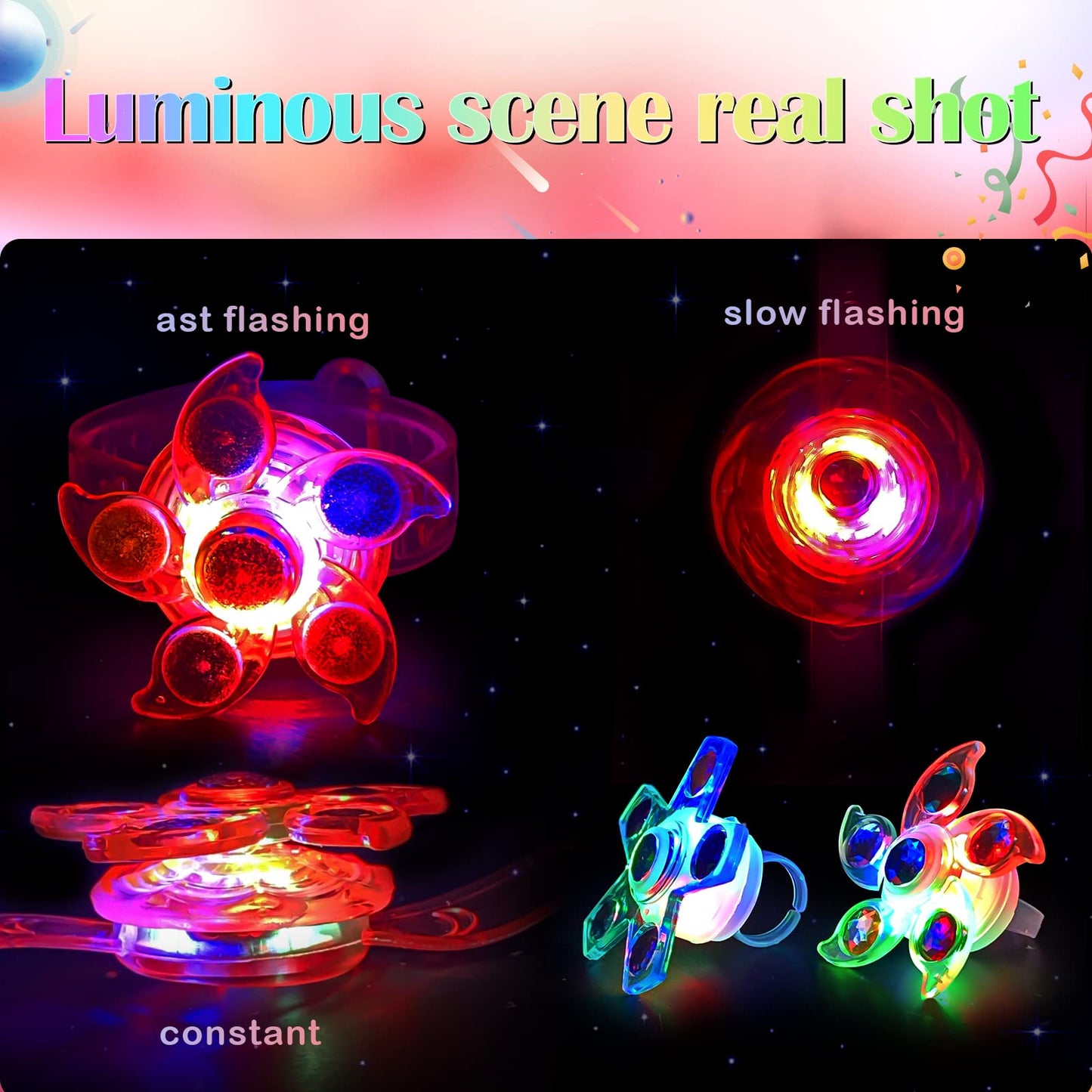 SZHFU 36pcs LED Light Up Party Favors Set with 12 Bracelets, 12 Rings, 12 Necklaces, Glow in The Dark Supplies for Kids Birthday, Halloween, Christmas,Easter Party Favors