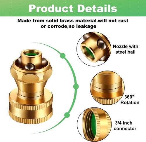 Hotop Brass Hose Nozzle - Adjustable Twist Sprayer for Garden | 3/4 Inch Size