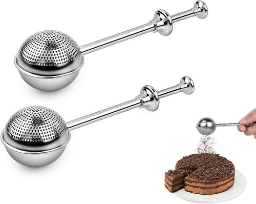 304 Stainless Steel Flour Sifter Set by [Brand Name] - Spring-Operated Handle for Baking & Sifting