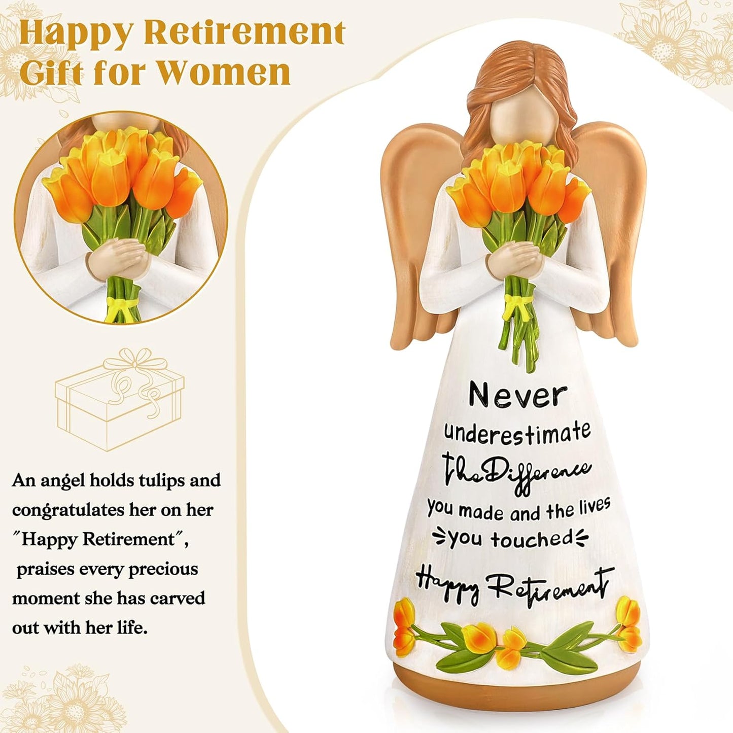 Regine Switzerland Hand-Painted Angel Figurines - Thoughtful Retirement Gift for Women | Perfect for Coworkers and Friends