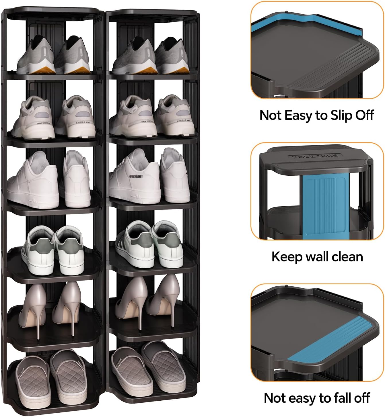 Kitstorack 10-Tier Stackable Shoe Rack - Free Standing Vertical Organizer for Small Spaces