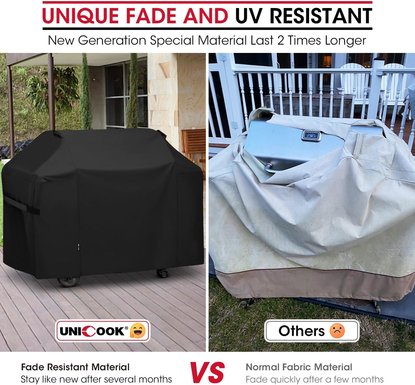 Unicook 65 Inch Grill Cover - Heavy Duty Waterproof BBQ Cover for Weber Genesis II 400 Series