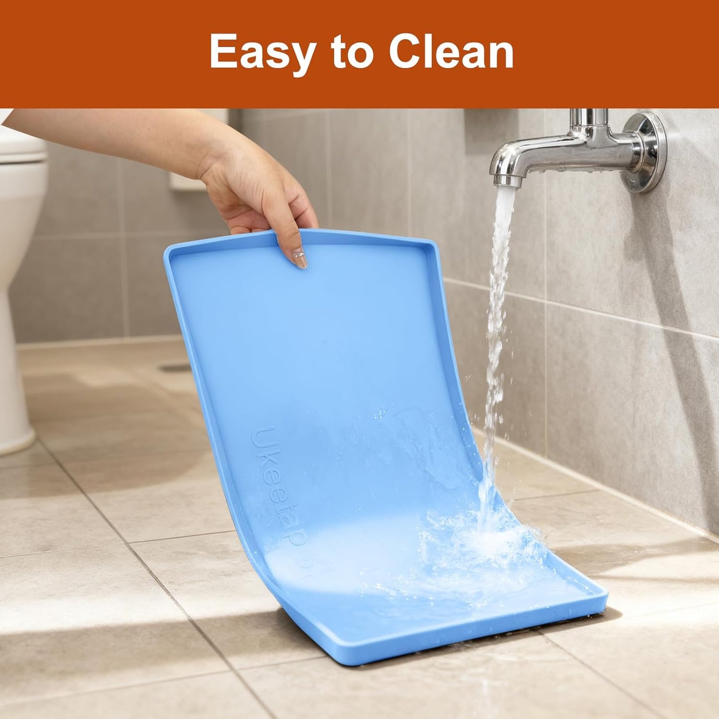 Ukeetap Extra Thick Silicone Dog & Cat Food Mat - Waterproof, Non-Slip, 19” x 12”, Blue