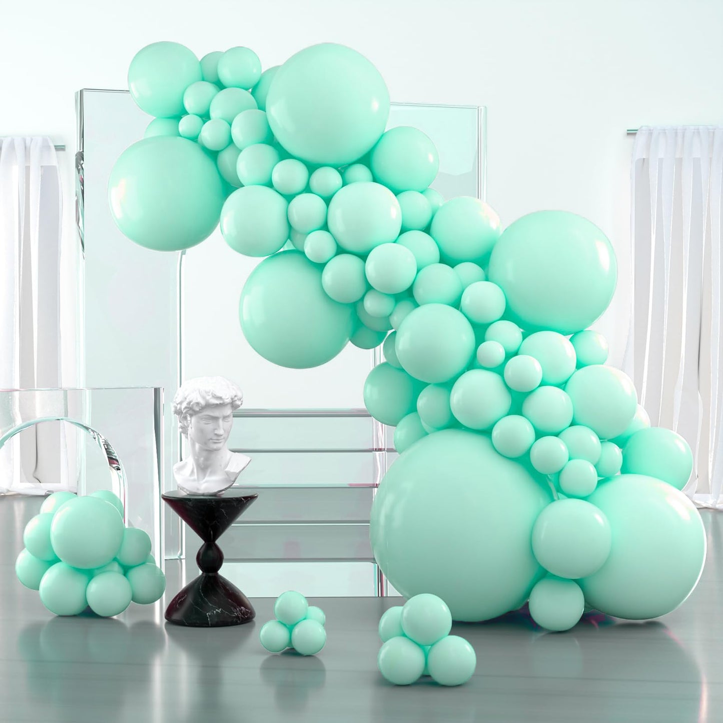 PartyWoo Mint Balloons, 100 pcs Pastel Teal Different Sizes Pack of 36 Inch 18 Inch 12 Inch 10 Inch 5 Inch Pastel Turquoise for Balloon Garland or Arch as Party Decorations, Mint-Q03