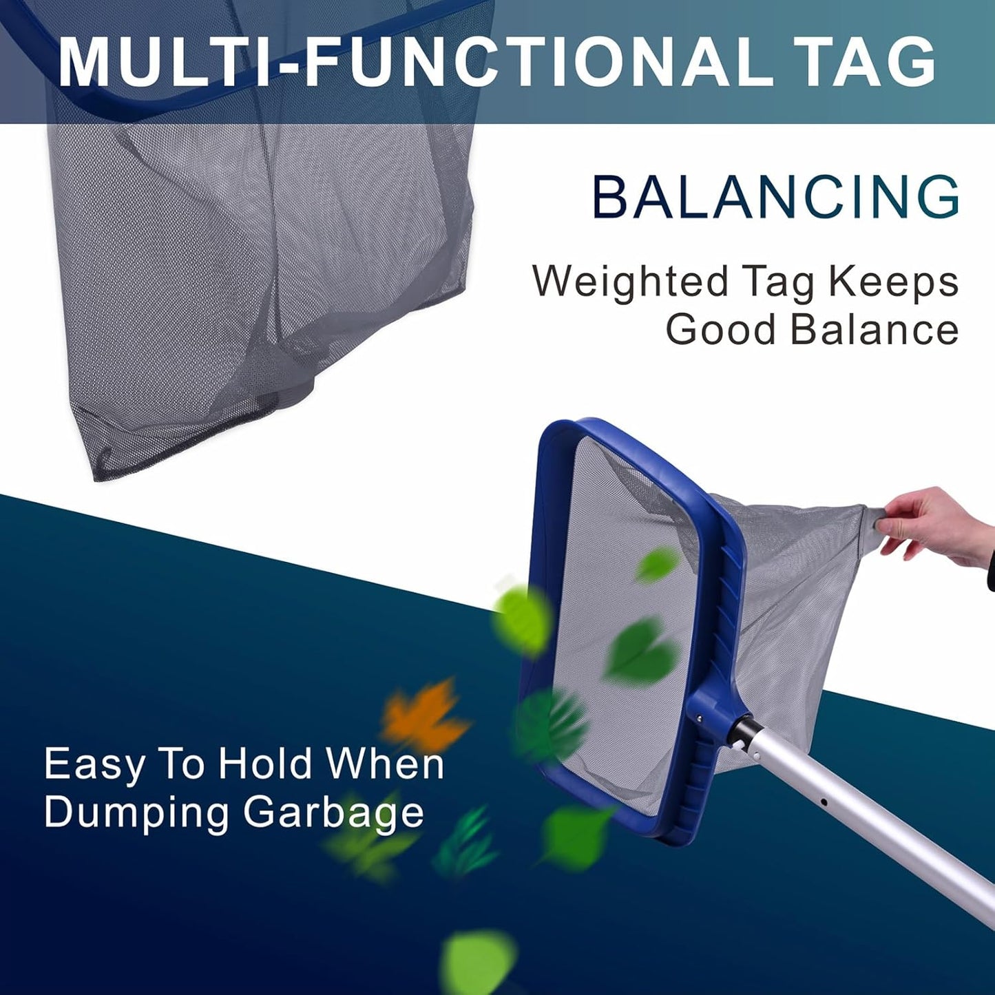 POOLAZA Pool Skimmer Net - Durable Deep Net for Effortless Cleaning | High-Capacity Design