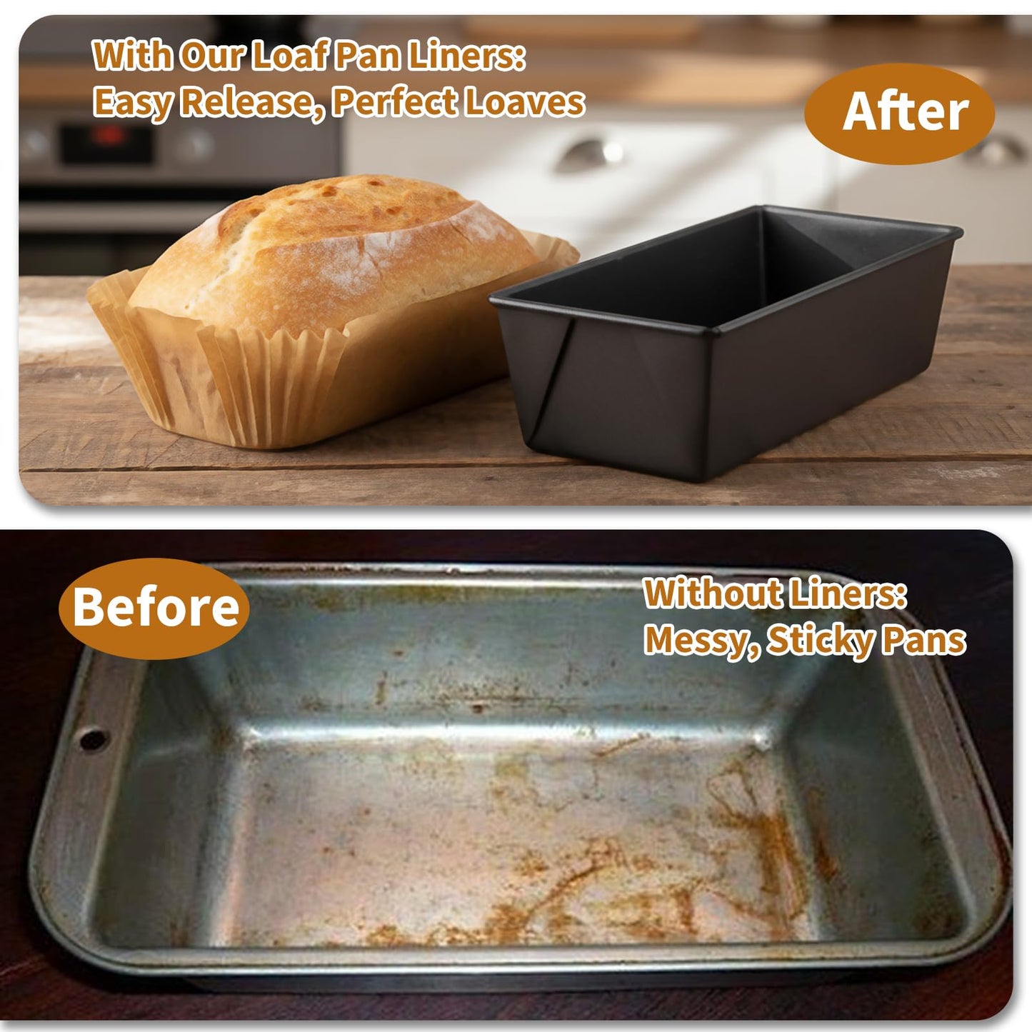 100 Pcs Loaf Pan Liners for Baking Bread 9x5 Inch, Disposable Non-Stick Bread Pan Liners, Pre Formed Rectangle Parchment Paper, Perfect for Baking Banana Bread, Cakes, Sourdough Bread(Brown)