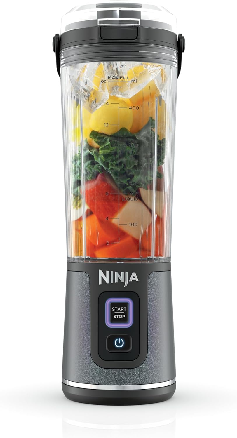 Ninja Blast Portable Blender - Cordless 18oz Personal Blender for Smoothies & Shakes | BPA-Free, Leakproof Lid, USB-C Rechargeable, Black Glitter