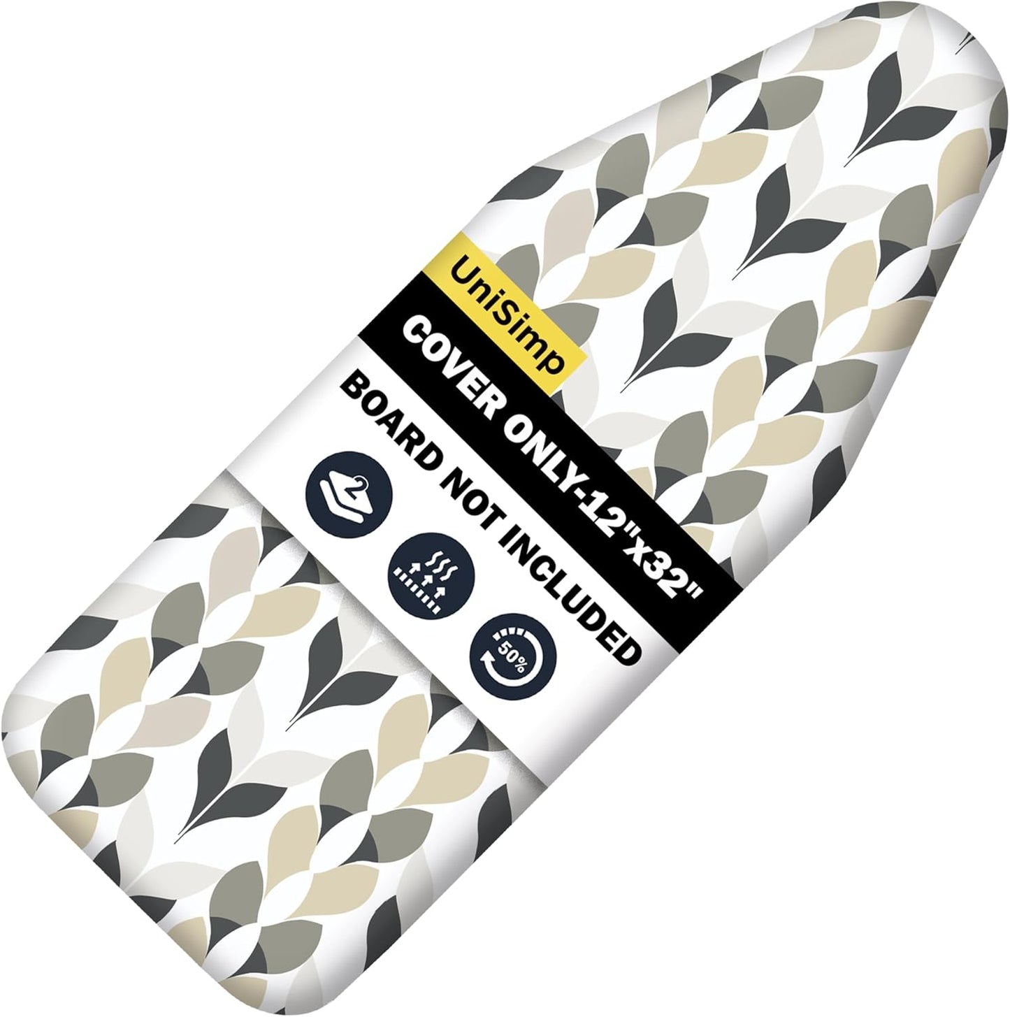 UniSimp Small Ironing Board Cover - Heat Resistant Cotton Canvas with Padding | 12"x32" Foliage Design