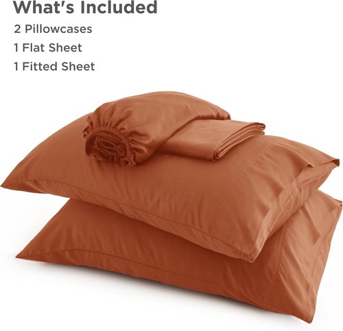 Bedsure King Size Sheets Set - Cooling Rayon Bamboo Sheets for Hot Sleepers | Soft & Breathable, Deep Pocket, Burnt Orange